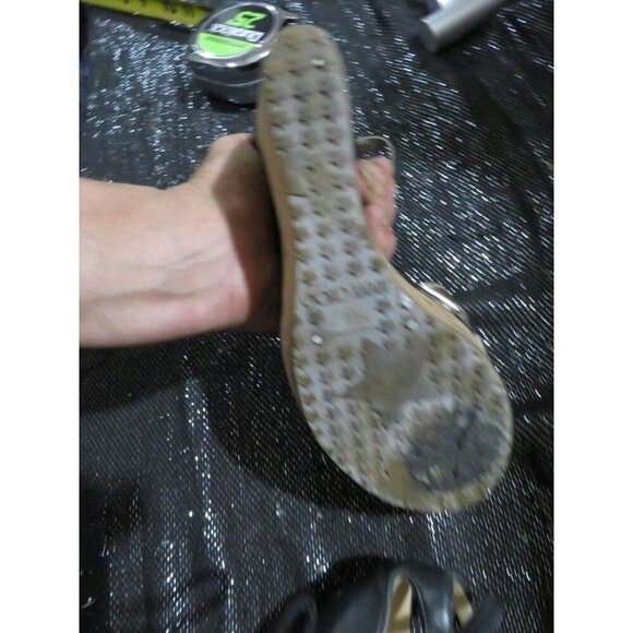 Jimmy Choo Vintage Luxury Italian Leather and Cork Ankle Strap Wedges Metallic - Picture 9 of 9